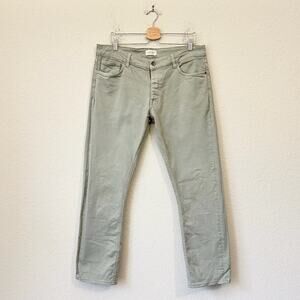 SUITSUPPLY Jeans Thyme Green Denim Low Rise Button Fly Cotton